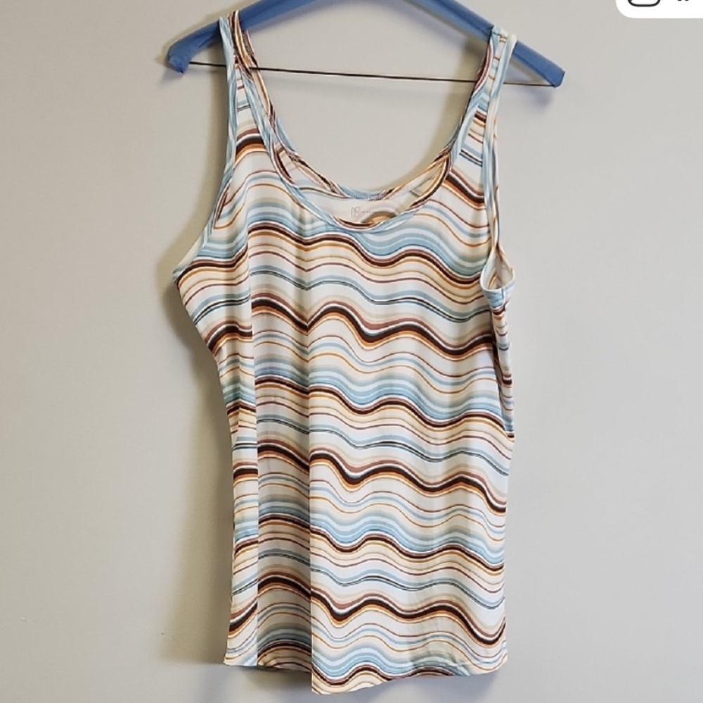 No Boundaries Wavy Striped Camisole - Blue, Brown, Cream